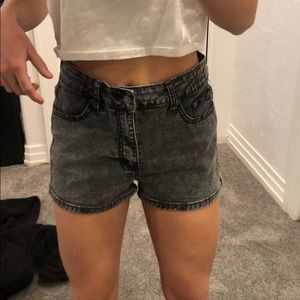 Black distressed jean shorts